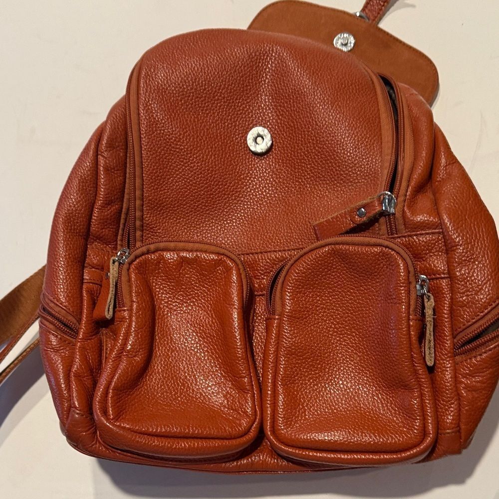 Chic Brown Leather Backpack - Picture 4 of 6